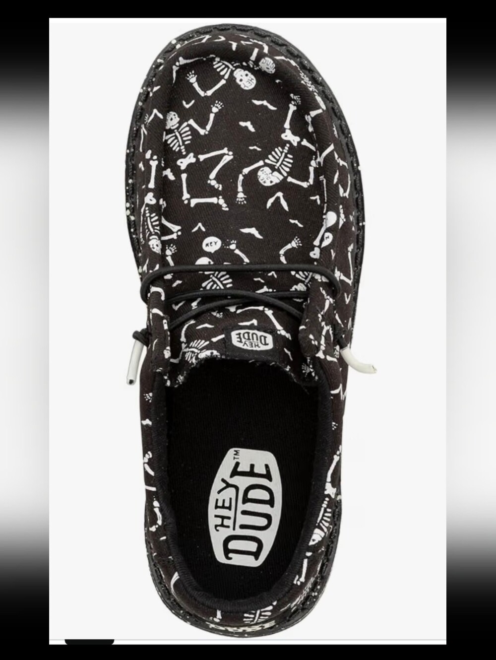 Hey Dude Kids Skechers-Style Black Skeleton Print Casual Shoe